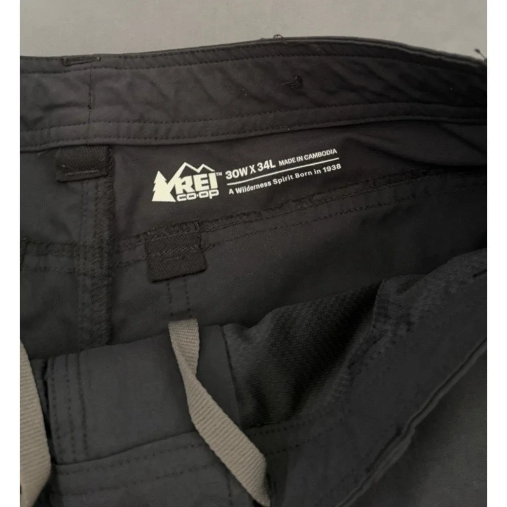 REI Co-op Pants Mens Size 30x34L Black Stretch Camping Quick Dry Hiking Stretch